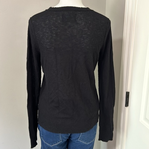 Zadig and Voltaire Cashmere Black Crewneck Sweater ZV Logo Long Sleeve - Picture 4 of 10
